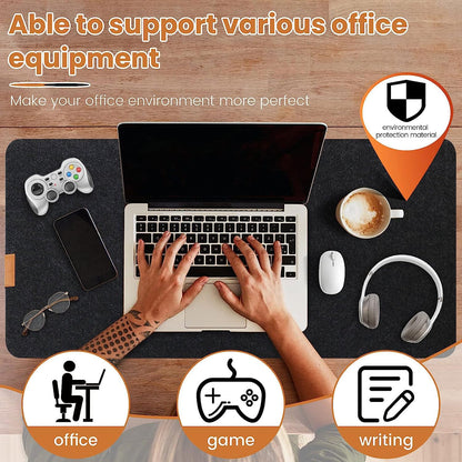 Tierno Mouse Pad & Felt Desk Mat: Ultimate Office Comfort | Large Felt Mouse Mat & Felt Desk Pad | Light Grey |  Elevate Your Workspace