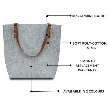 TIERNO Stylish Tote Bag For Girls And Womens-Tote Bag for Ladies-Branded Grey Tote Bag With Leather Starps- Trendy Fashion Women Shopping Tote Bag with Reinforced Handles for Shopping, Gift, Beach, Trave