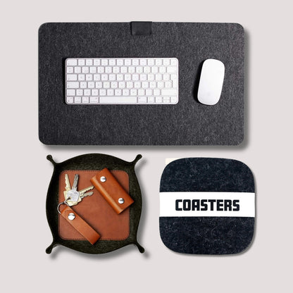 Tierno Combo of 3: Premium Felt Desk Set with Tray & Coasters