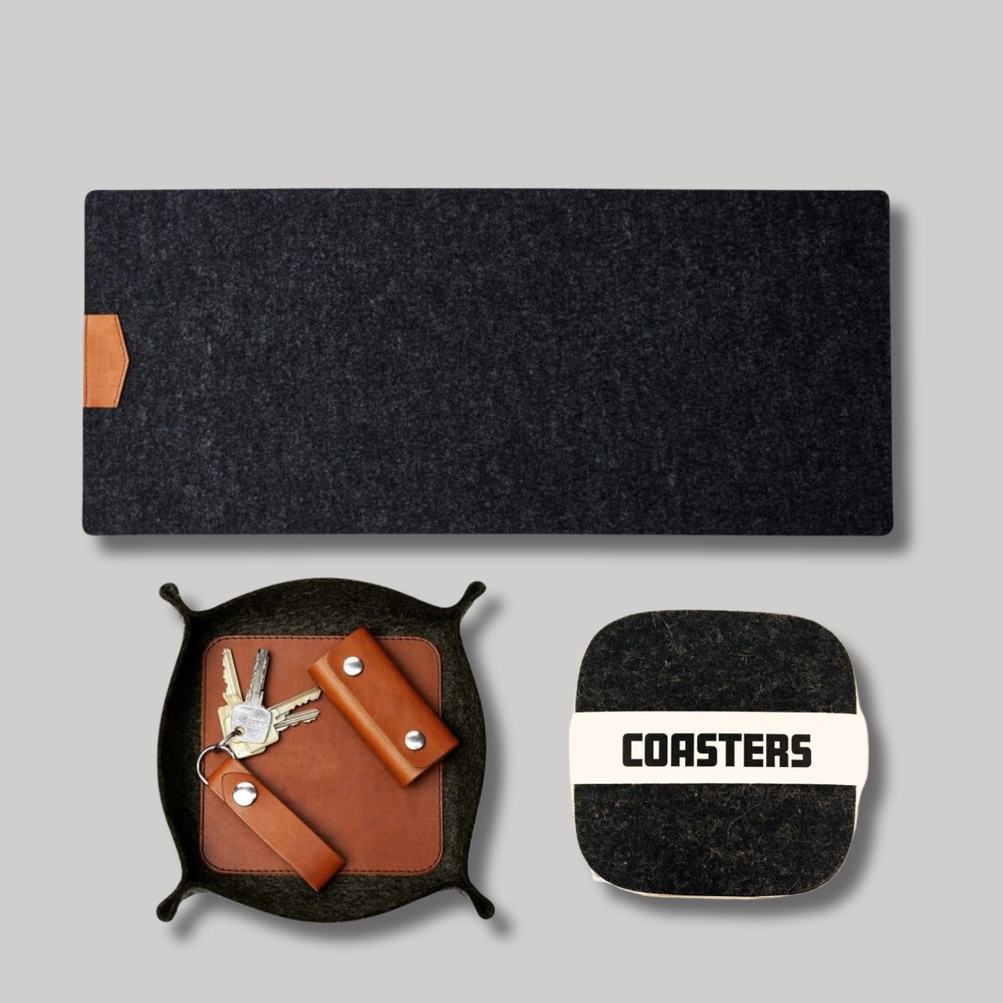 Tierno Premium Felt Desk Set with Tray, and Coasters Combo