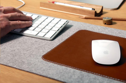 TIERNO Large Desk Mat Mouse Mat 74 x 30 cm Made of Merino Felt and Natural Leather for Left-Handed and Right-Handed Users - Anthracite